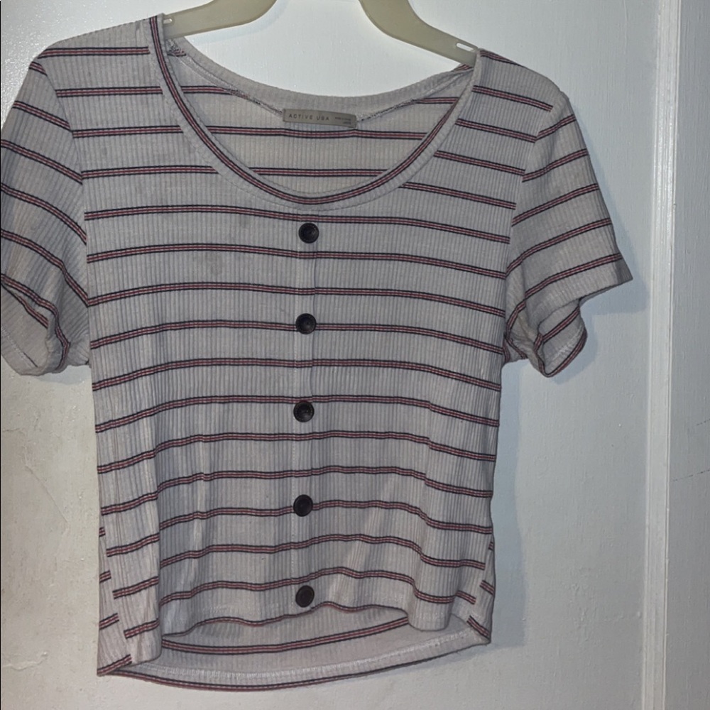 striped short sleeve top